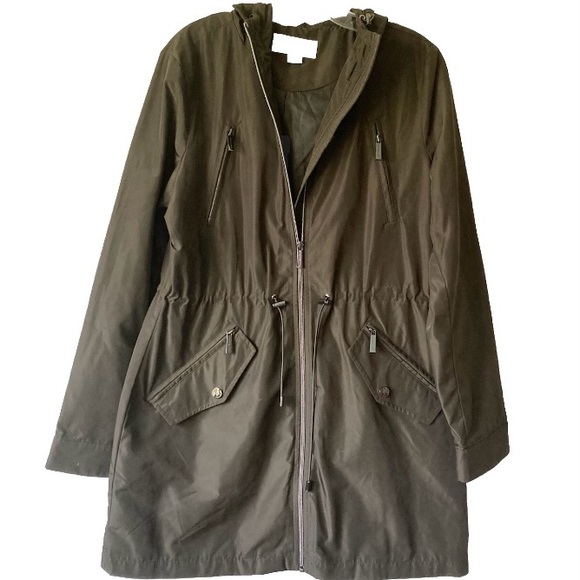 Michael Kors Black Polyester Windbreak Waterproof Hooded Parka Jacket size M - Picture 1 of 15